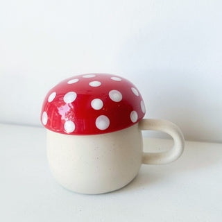 Mug champignon rouge à pois blancs en céramique