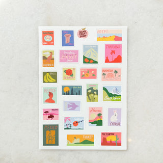 Planche de stickers - Timbres du monde
