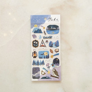 Planche de stickers - camping dans la nuit