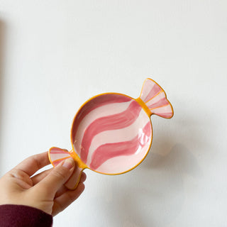 Plateau Bonbon Rayures roses
