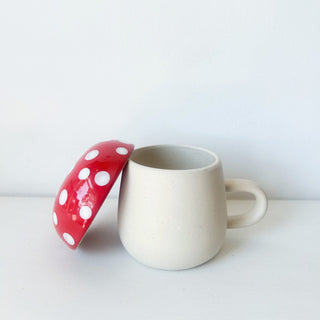 Tasse champignon en céramique avec couvercle amovible