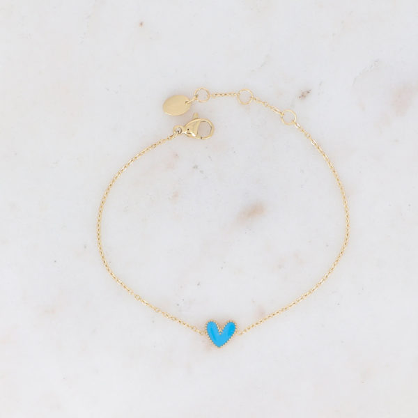 Bracelet mini coeur Bleu Azur