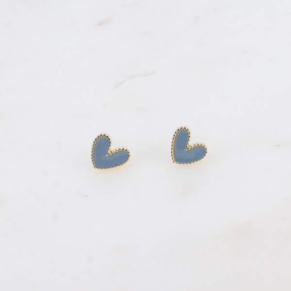 Boucles d'oreilles Petit coeur Bleu
