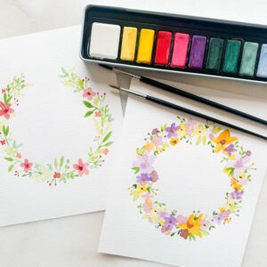 Atelier d'aquarelle - Couronne de fleur